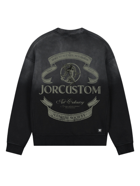 JorCustom JorCustom Ribbon Sunfade Crewneck Sweater - Black