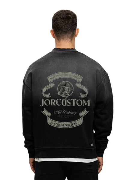 JorCustom JorCustom Ribbon Sunfade Crewneck Sweater - Black