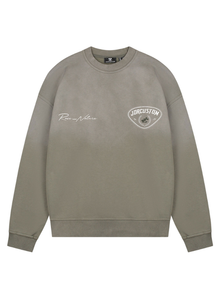 JorCustom JorCustom RaceAgainstNature Sunfade Crewneck Sweater - Vintage Green