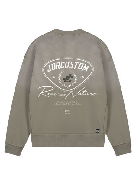 JorCustom JorCustom RaceAgainstNature Sunfade Crewneck Sweater - Vintage Green
