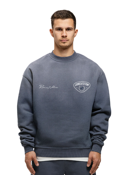 JorCustom RaceAgainstNature Sunfade Crewneck Sweater - Ombre Blue JorCustom JorCustom RaceAgainstNature Sunfade Crewneck Sweater - Ombre Blue