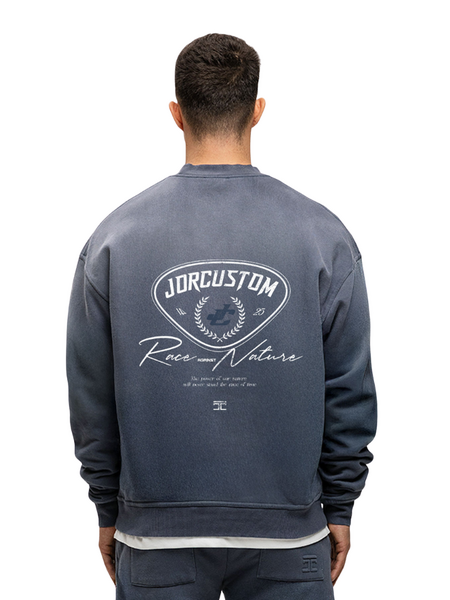 JorCustom RaceAgainstNature Sunfade Crewneck Sweater - Ombre Blue JorCustom JorCustom RaceAgainstNature Sunfade Crewneck Sweater - Ombre Blue
