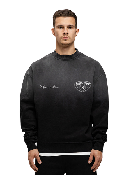 JorCustom RaceAgainstNature Sunfade Crewneck Sweater - Black JorCustom JorCustom RaceAgainstNature Sunfade Crewneck Sweater - Black