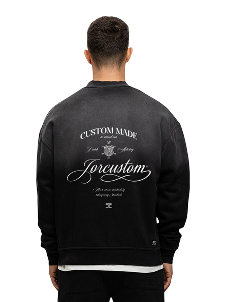 JorCustom JorCustom Handscript Sunfade Crewneck Sweater - Black