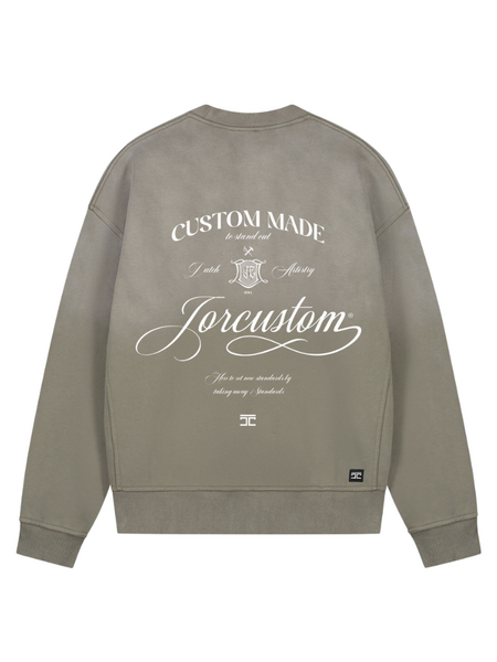 JorCustom JorCustom Custom University Sunfade Crewneck Sweater - Vintage Green