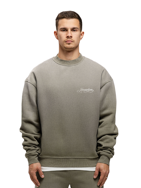 JorCustom JorCustom Custom University Sunfade Crewneck Sweater - Vintage Green