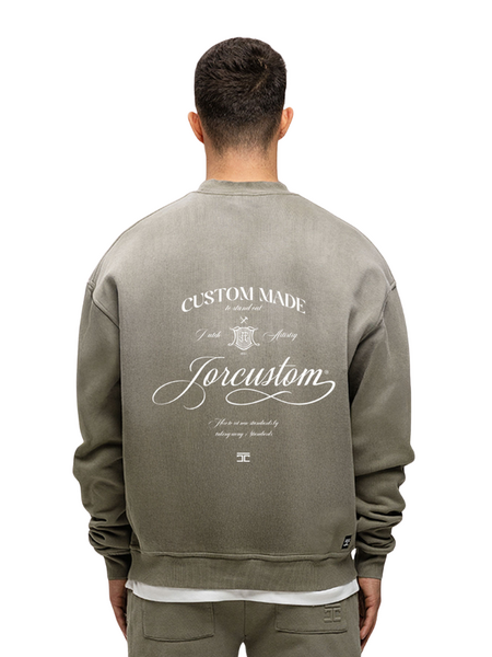JorCustom JorCustom Custom University Sunfade Crewneck Sweater - Vintage Green