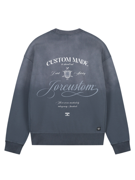 JorCustom JorCustom Custom University Sunfade Crewneck Sweater - Ombre Blue
