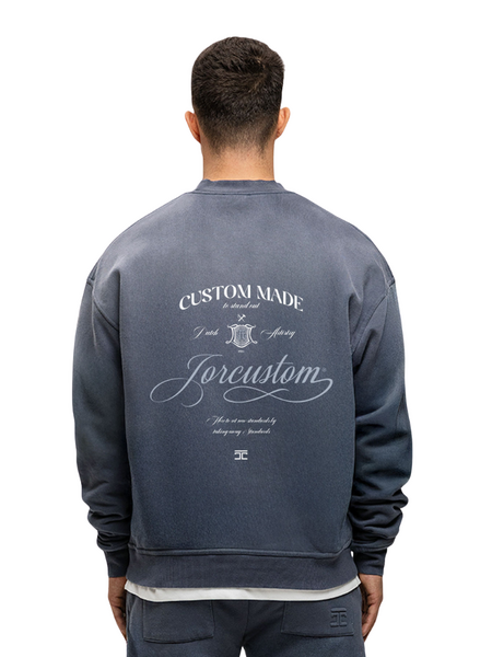 JorCustom JorCustom Custom University Sunfade Crewneck Sweater - Ombre Blue