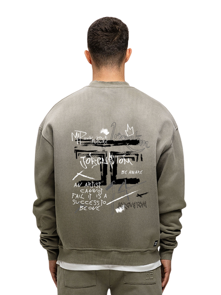 JorCustom JorCustom Artist Sunfade Crewneck Sweater - Vintage Green