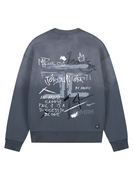 JorCustom JorCustom Artist Sunfade Crewneck Sweater - Ombre Blue