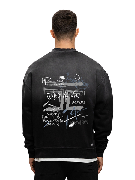 JorCustom JorCustom Artist Sunfade Crewneck Sweater - Black