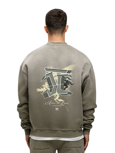 JorCustom AboveAllLimits Sunfade Crewneck Sweater - Vintage Green JorCustom JorCustom AboveAllLimits Sunfade Crewneck Sweater - Vintage Green