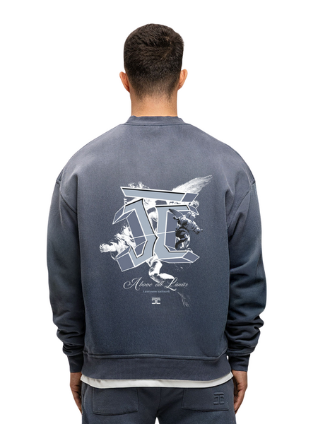 JorCustom JorCustom AboveAllLimits Sunfade Crewneck Sweater - Ombre Blue