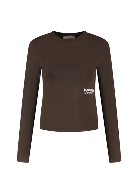 Malelions Women Members Society Long Sleeve Top- Chocolate