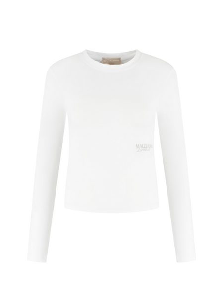 Malelions Malelions Women Members Society Long Sleeve Top- White Malelions Women Members Society Long Sleeve Top- White