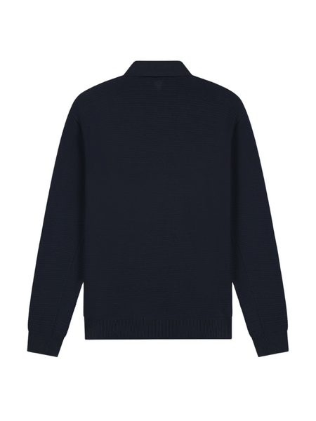 Pure Path Pure Path Embroidered Braided Knit Polo - Dark Navy