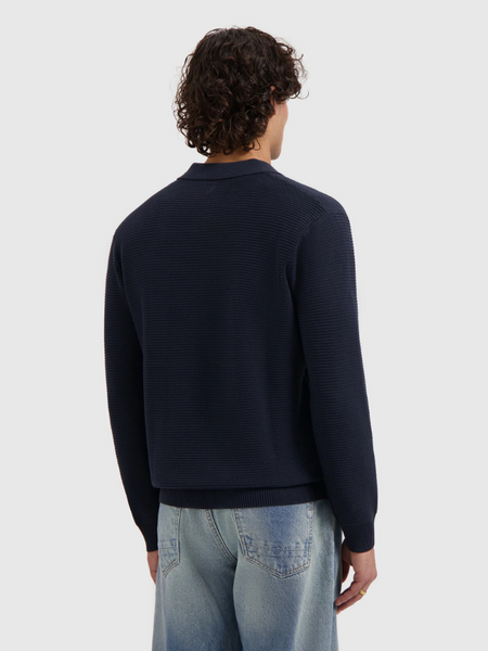 Pure Path Pure Path Embroidered Braided Knit Polo - Dark Navy