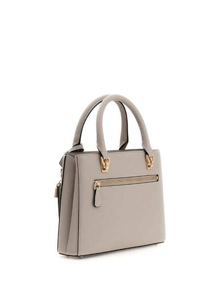Guess Noelle Small Safiano Satchel - Taupe Guess Guess Noelle Small Safiano Satchel - Taupe