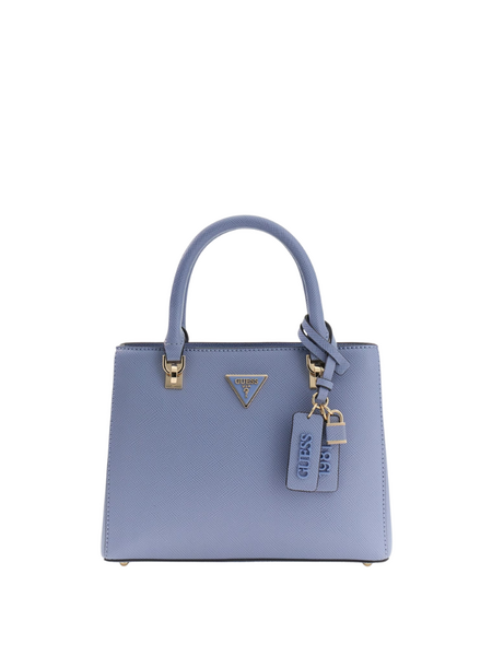 Guess Noelle Small Safiano Satchel - Grey Blue
