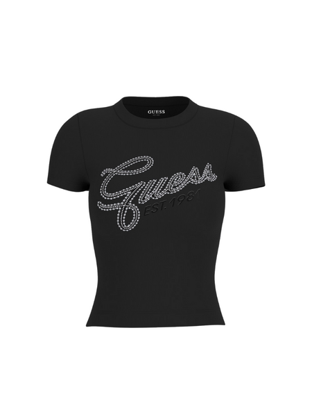 Guess Guess SS CN Studs Cropped Top - Jet Black