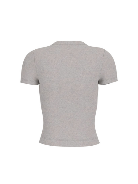 Guess Guess SS CN Studs Cropped Top - Light Melange Grey