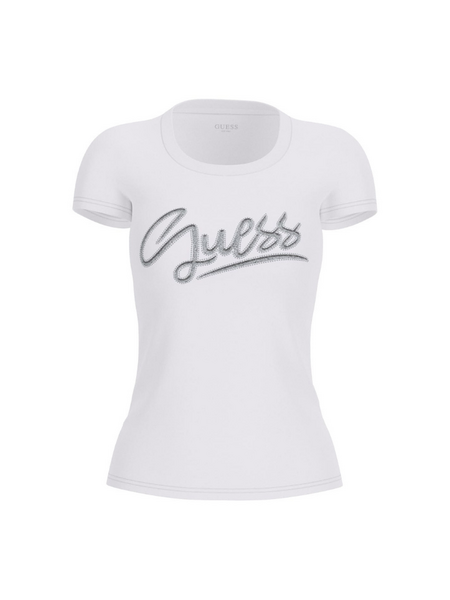 Guess Guess SS CN Script T-Shirt - Pure White