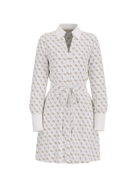 Guess Guess LS Blerta Chemisier Dress - All Over Logo Off White