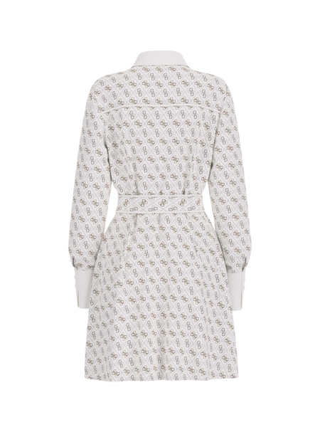 Guess Guess LS Blerta Chemisier Dress - All Over Logo Off White