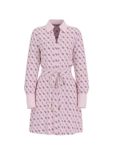 Guess Guess LS Blerta Chemisier Dress - All over logo Pink