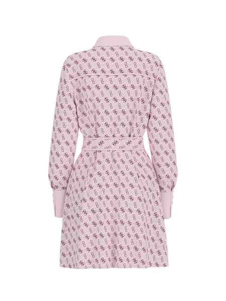 Guess Guess LS Blerta Chemisier Dress - All over logo Pink