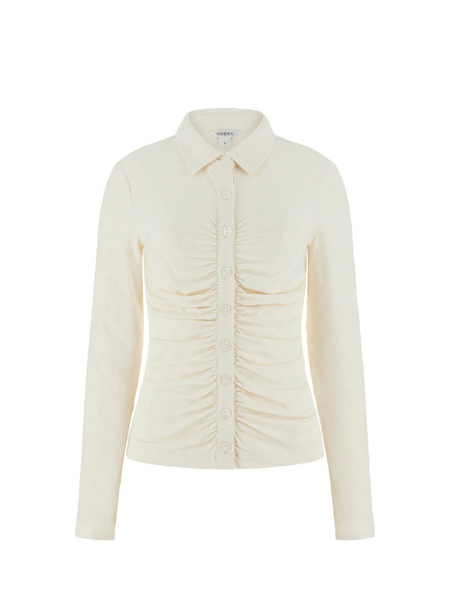 Guess Guess LS Shirring Nyna Top - Dove White