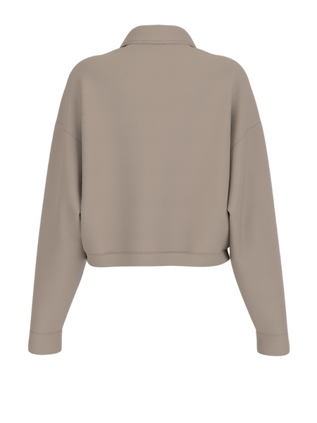 Guess Annie Crop Full Zip Jacket - Totally Taupe Guess Guess Annie Crop Full Zip Jacket - Totally Taupe