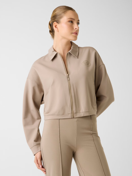 Guess Annie Crop Full Zip Jacket - Totally Taupe Guess Guess Annie Crop Full Zip Jacket - Totally Taupe