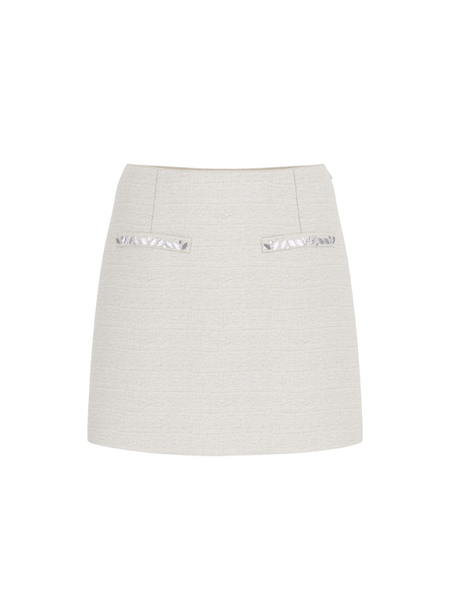 Guess Guess Clotilde Mini Tweed Skirt - Cream White