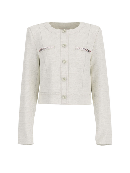 Guess Clotilde Tweed Jacket - Cream/White Guess Guess Clotilde Tweed Jacket - Cream/White