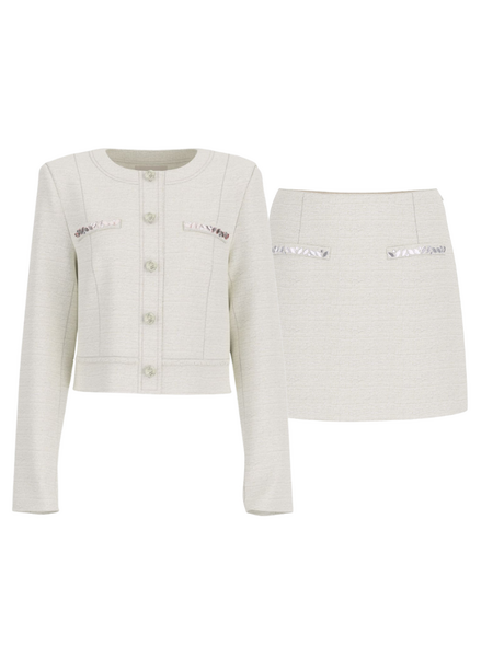 Guess Clotilde Tweed Combi-set - Cream White