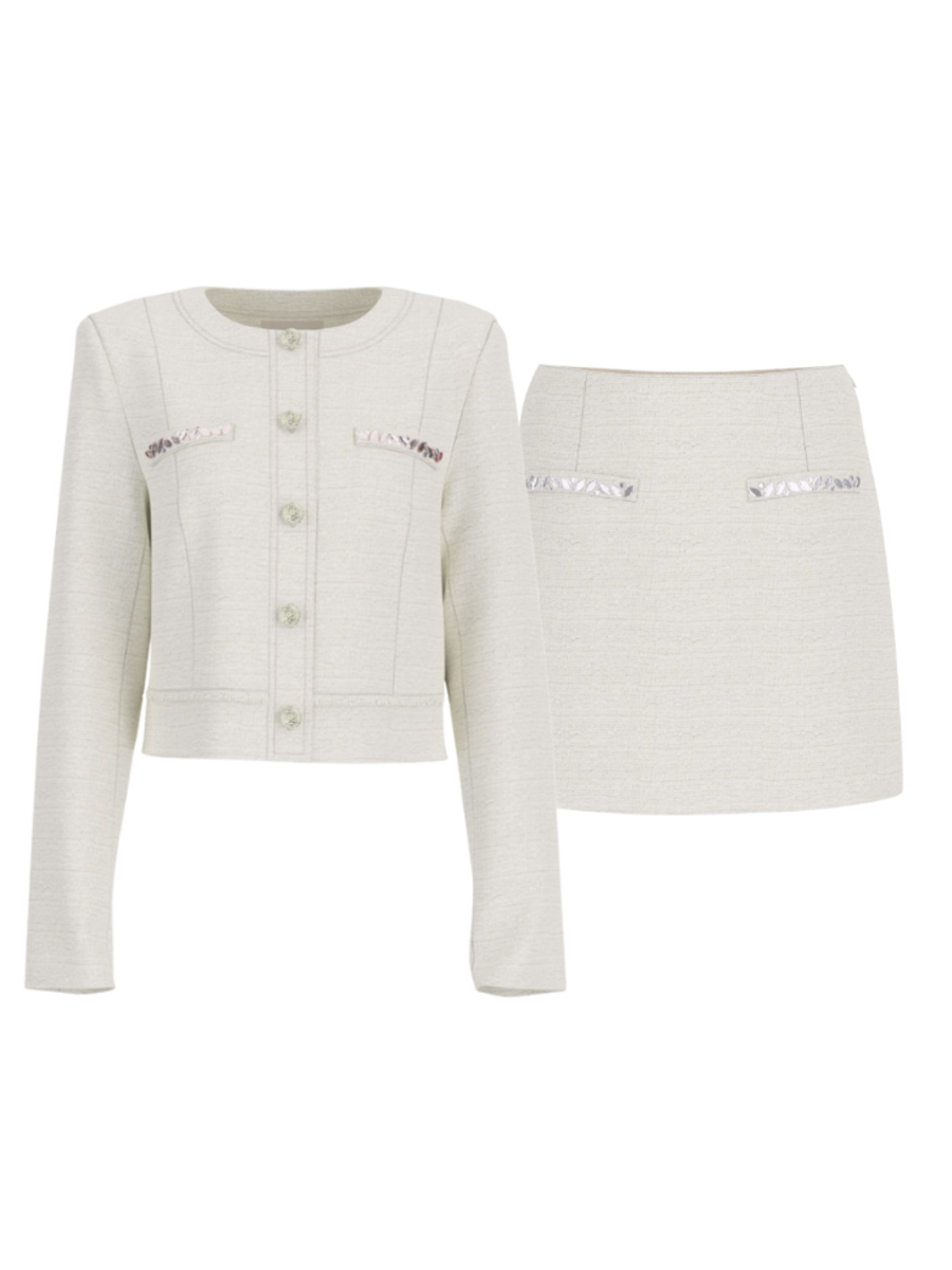 Guess Guess Clotilde Tweed Combi-set - Cream White