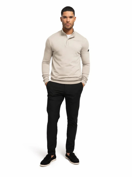 Malelions Malelions Knitted Quarter Zip - Light Taupe