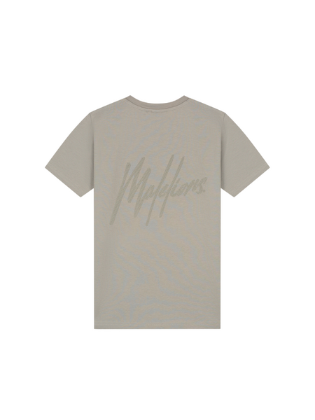 Malelions Kids Striped Signature T-Shirt - Olive Green