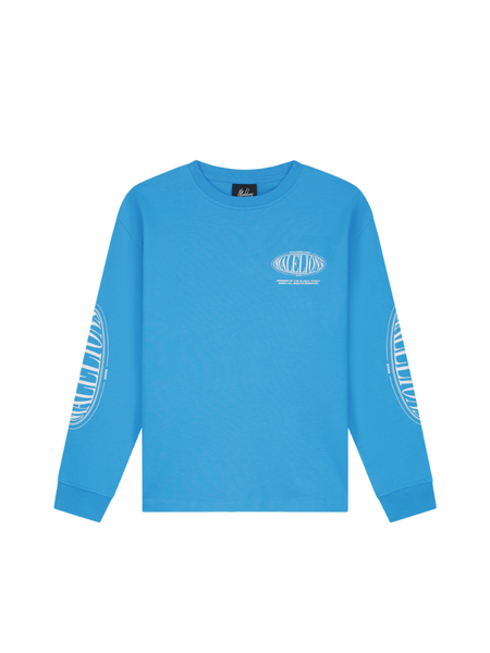 Malelions Kids Relaxed Lifestyle Longsleeve T-Shirt - Blue/White
