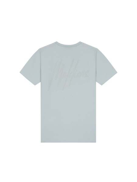Malelions Kids Striped Signature T-Shirt - Ocean Grey