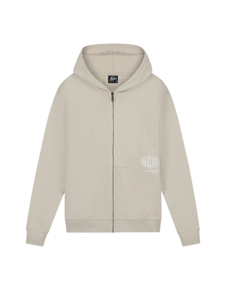 Malelions Kids Relaxed Lifestyle Zip Hoodie  - Cream/Off-White
