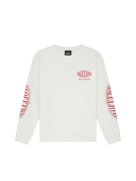 Malelions Kids Relaxed Lifestyle Longsleeve T-Shirt - Off-White/Red