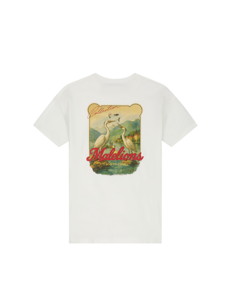 Malelions Kids Relaxed White Heron T-Shirt - Off-White/Red
