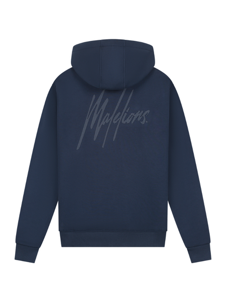 Malelions Malelions Striped Signature Zip Hoodie - Navy