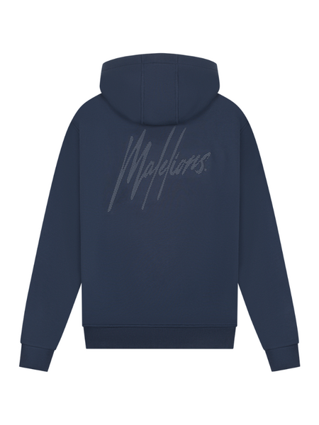Malelions Malelions Striped Signature Hoodie - Navy