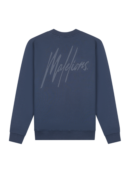 Malelions Malelions Striped Signature Sweater - Navy