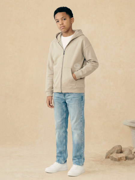 Malelions Malelions Kids Relaxed Lifestyle Zip Hoodie  - Cream/Off-White