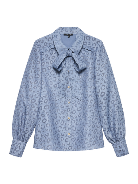 Nikkie Nikkie Pragues Leopard Blouse - Misty Blue Nikkie Pragues Leopard Blouse - Misty Blue